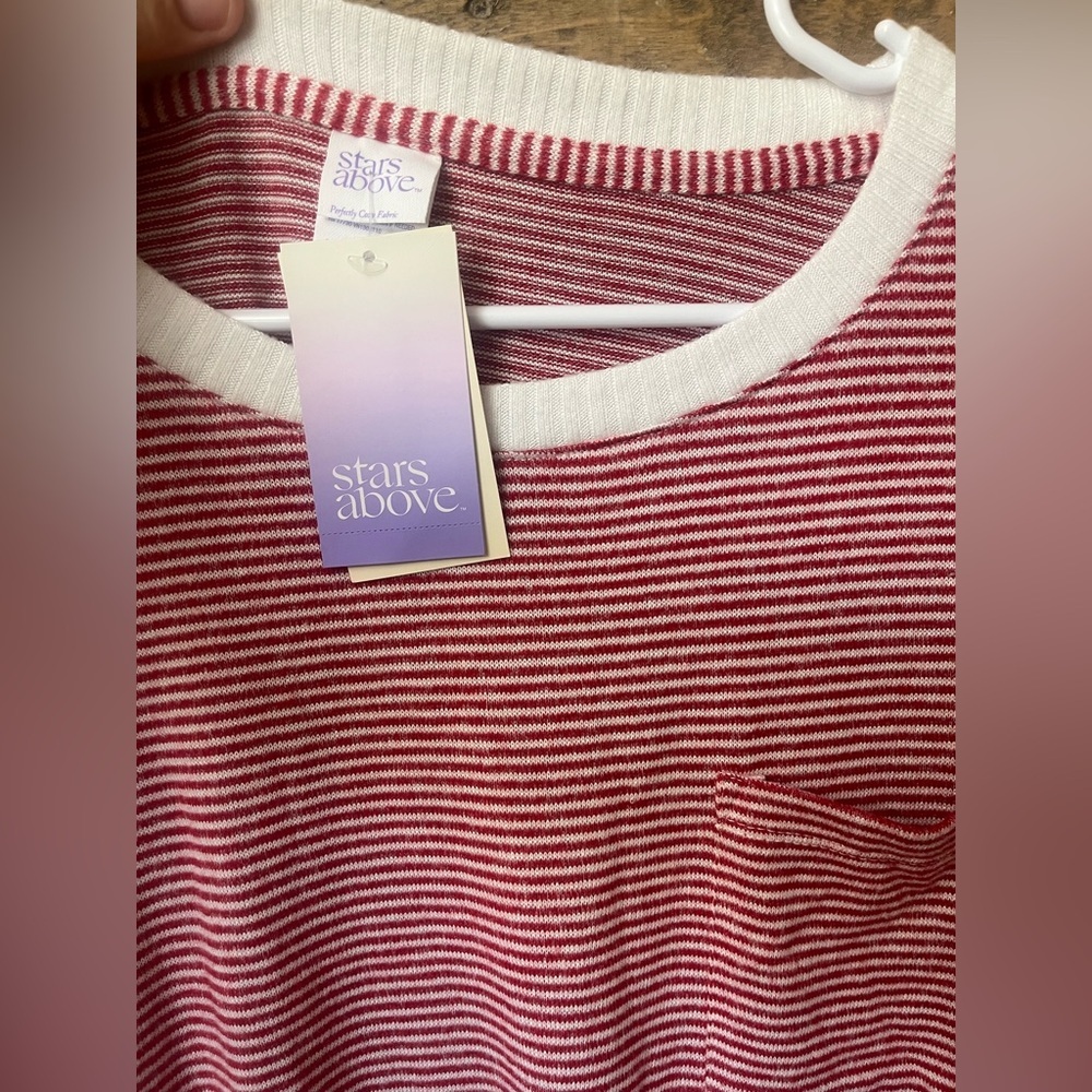 Stars Above Red & White Striped Long-Sleeve Pocket Top - Picture 2 of 4